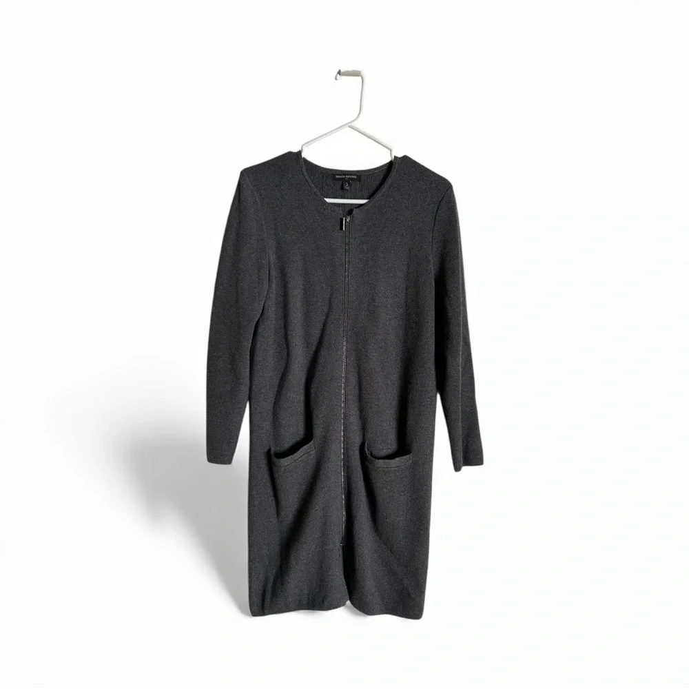 Banana Republic Charcoal Grey Full-Zip Longline Cardigan Small Classiccore - Picture 4 of 12
